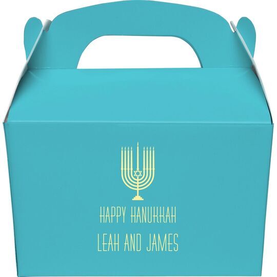 Happy Hanukkah Menorah Gable Favor Boxes